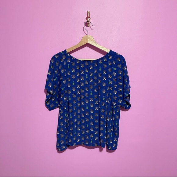 Maeve Milla Printed Kimono Sleeve Top Drapey Viscose Size Small Blue - Picture 9 of 11